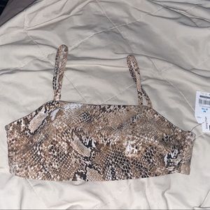 Time and Tru Brown Snakeprint Bikini Top